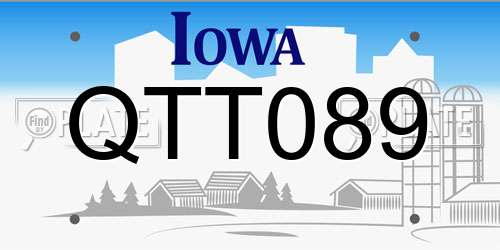 QTT089 Iowa License Plate