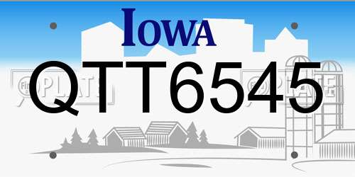 QTT6545 Iowa License Plate