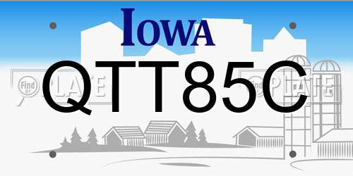 QTT85C Iowa License Plate