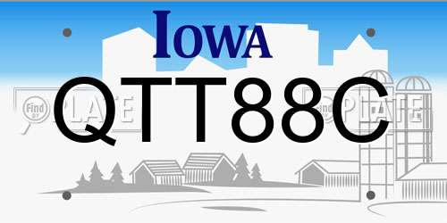 QTT88C Iowa License Plate