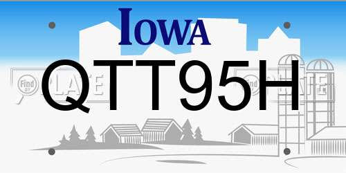 QTT95H Iowa License Plate