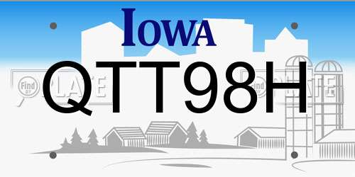 QTT98H Iowa License Plate