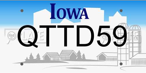 QTTD59 Iowa License Plate