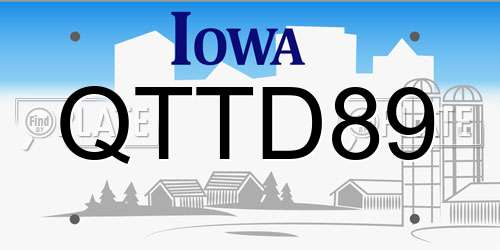 QTTD89 Iowa License Plate