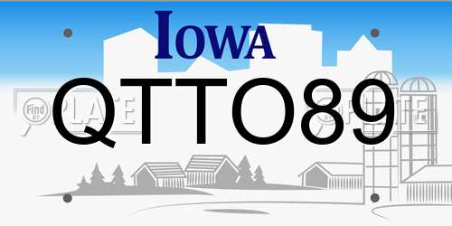QTTO89 Iowa License Plate