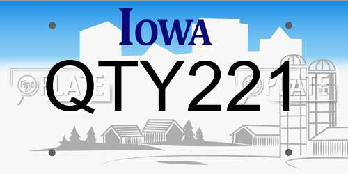QTY221 Iowa License Plate
