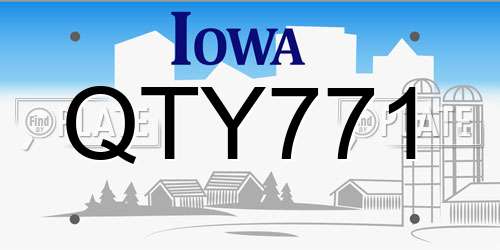 QTY771 Iowa License Plate