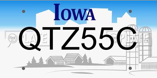 QTZ55C Iowa License Plate