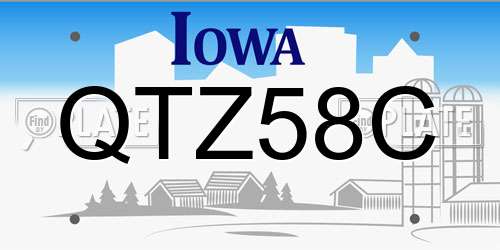 QTZ58C Iowa License Plate