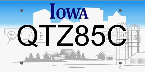 QTZ85C Iowa License Plate
