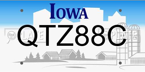QTZ88C Iowa License Plate