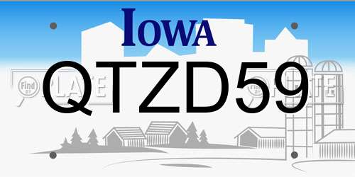 QTZD59 Iowa License Plate