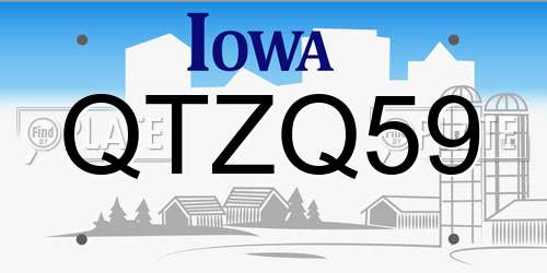 QTZQ59 Iowa License Plate