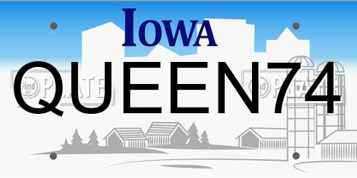 QUEEN74 Iowa License Plate