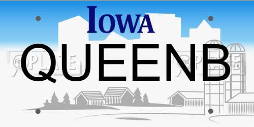 QUEENB Iowa License Plate