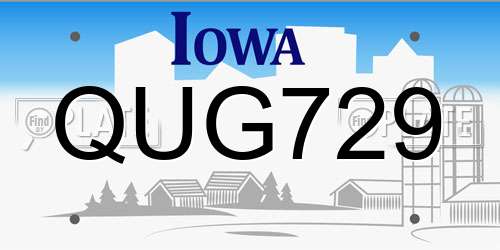 QUG729 Iowa License Plate