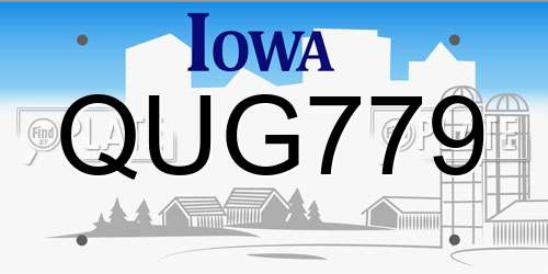 QUG779 Iowa License Plate