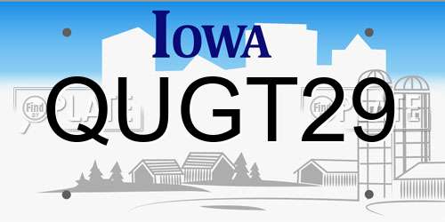 QUGT29 Iowa License Plate