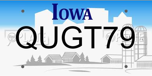 QUGT79 Iowa License Plate