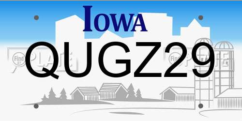 QUGZ29 Iowa License Plate