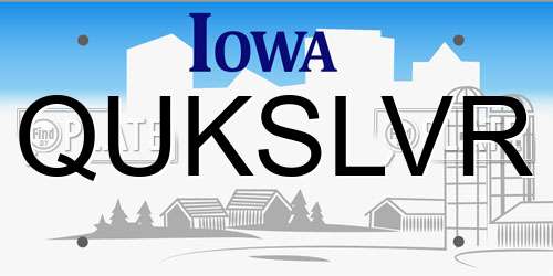 QUKSLVR Iowa License Plate