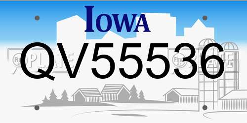QV55536 Iowa License Plate