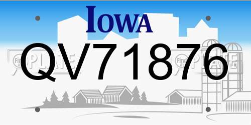 QV71876 Iowa License Plate
