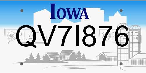 QV7I876 Iowa License Plate