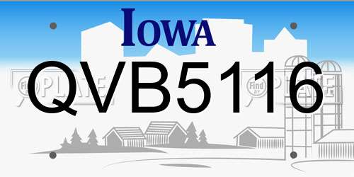 QVB5116 Iowa License Plate
