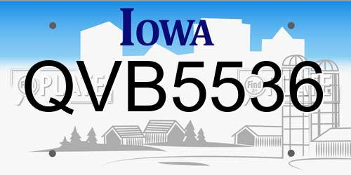 QVB5536 Iowa License Plate