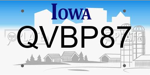 QVBP87 Iowa License Plate