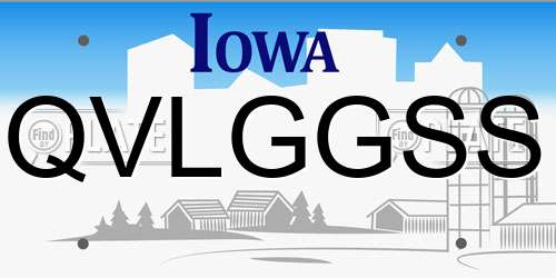 QVLGGSS Iowa License Plate
