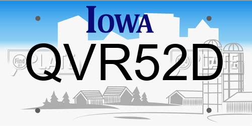 QVR52D Iowa License Plate