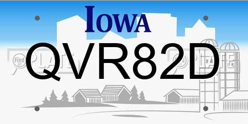 QVR82D Iowa License Plate
