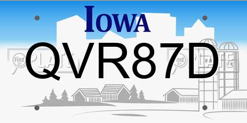 QVR87D Iowa License Plate