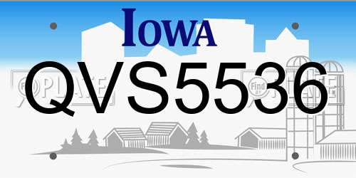 QVS5536 Iowa License Plate