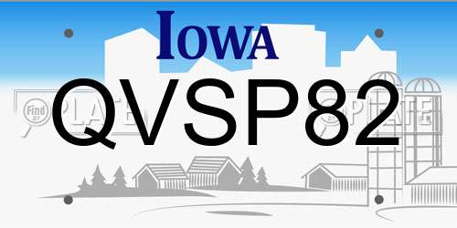 QVSP82 Iowa License Plate