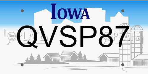 QVSP87 Iowa License Plate