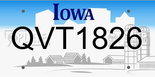QVT1826 Iowa License Plate