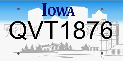 QVT1876 Iowa License Plate