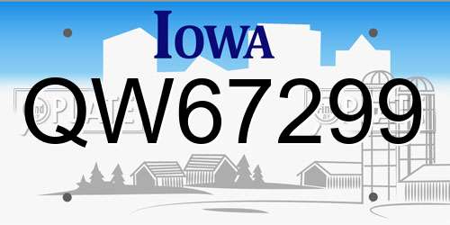 QW67299 Iowa License Plate