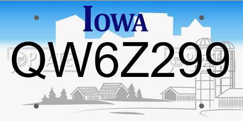 QW6Z299 Iowa License Plate