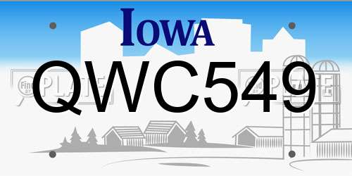 QWC549 Iowa License Plate
