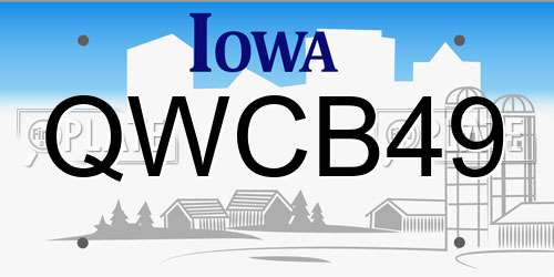 QWCB49 Iowa License Plate