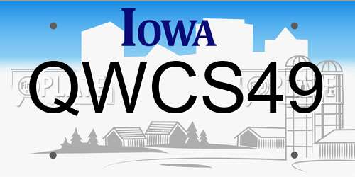 QWCS49 Iowa License Plate