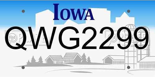 QWG2299 Iowa License Plate