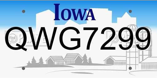 QWG7299 Iowa License Plate