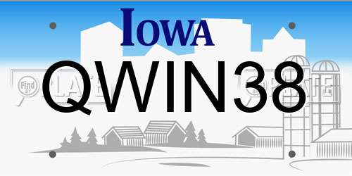 QWIN38 Iowa License Plate