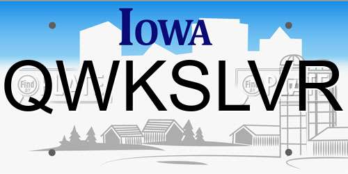 QWKSLVR Iowa License Plate