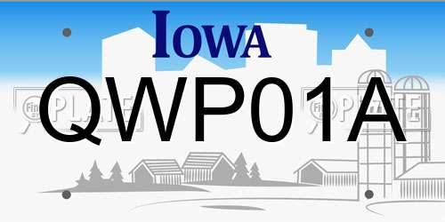 QWP01A Iowa License Plate